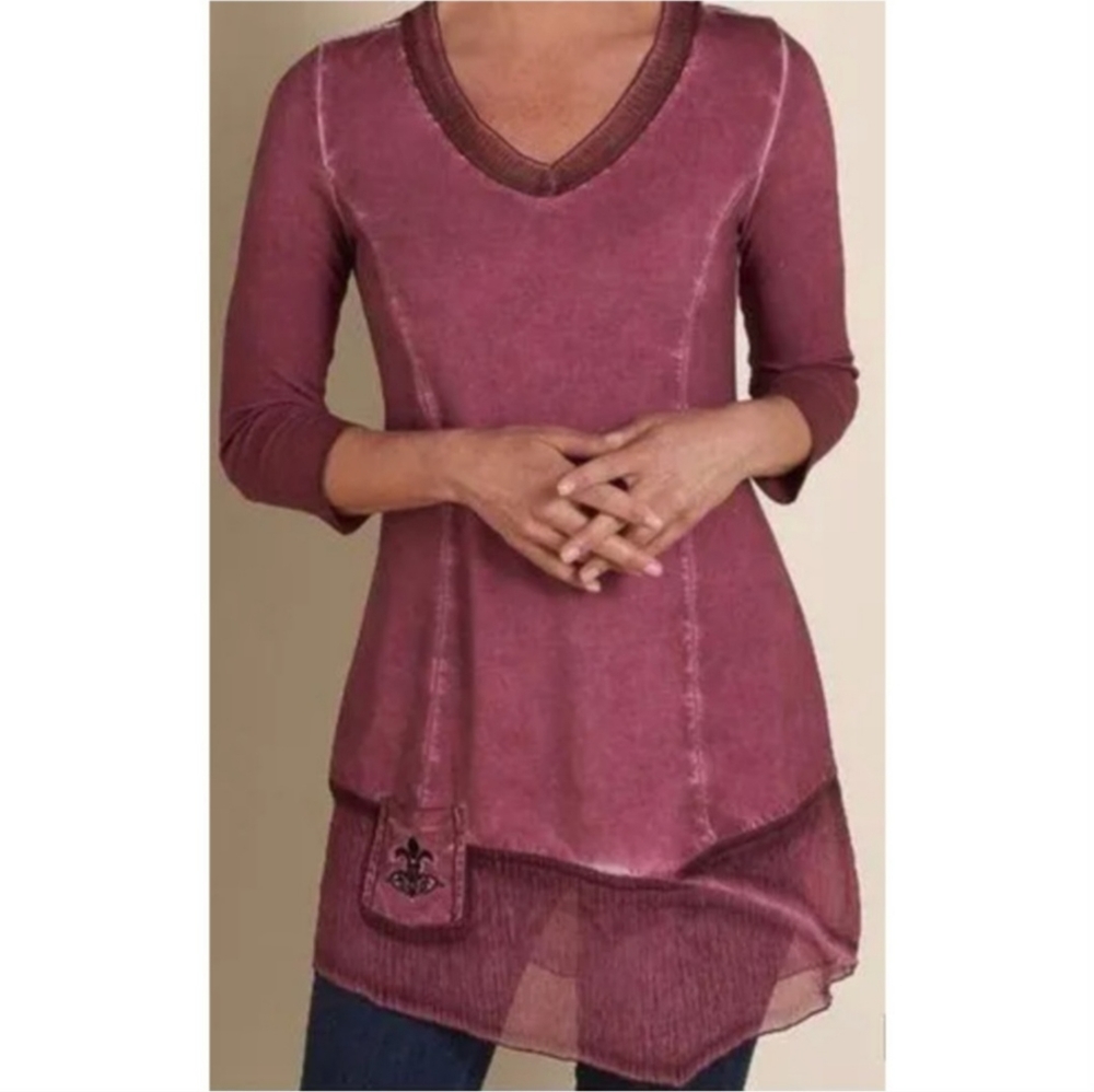 Soft Surroundings Longline Tunic in Burgundy Wine.